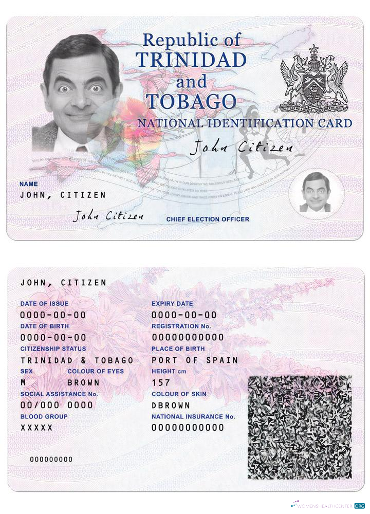 Download Trinidad and Tobaco ID card Photoshop template